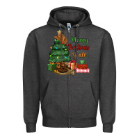 Charcoal Heather merry christmas y'all Zipper Hoodie - MaliasSmallBusiness