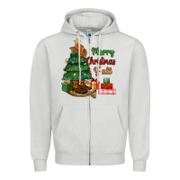 Dove Grey merry christmas y'all Zipper Hoodie - MaliasSmallBusiness