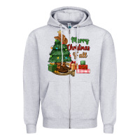 Heather Grey merry christmas y'all Zipper Hoodie - MaliasSmallBusiness