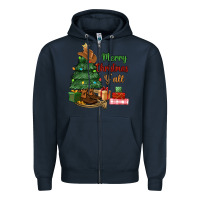 Navy merry christmas y'all Zipper Hoodie - MaliasSmallBusiness