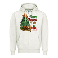 Oatmeal Heather merry christmas y'all Zipper Hoodie - MaliasSmallBusiness