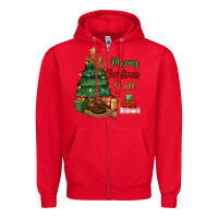 Red merry christmas y'all Zipper Hoodie - MaliasSmallBusiness
