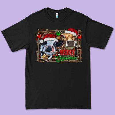 Merry Christmas Heifers Premium Tee Designed By Ranaportraitstore