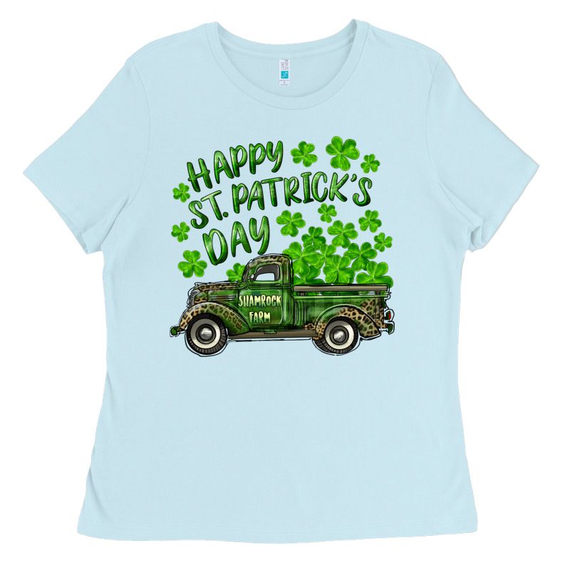 Happy St. Patrick's Day Shamrock Farm Truck Ladies Tee by RanaPortraitStore | Teevron