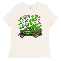 Bone Happy st. patrick's day shamrock farm truck Ladies Tee - RanaPortraitStore