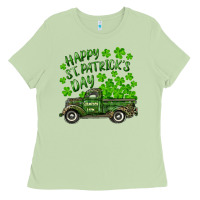 Matcha Happy st. patrick's day shamrock farm truck Ladies Tee - RanaPortraitStore