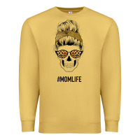 Yellow Glitter, Leopard Pattern Mom Skull Premium Sweatshirt | Teevron