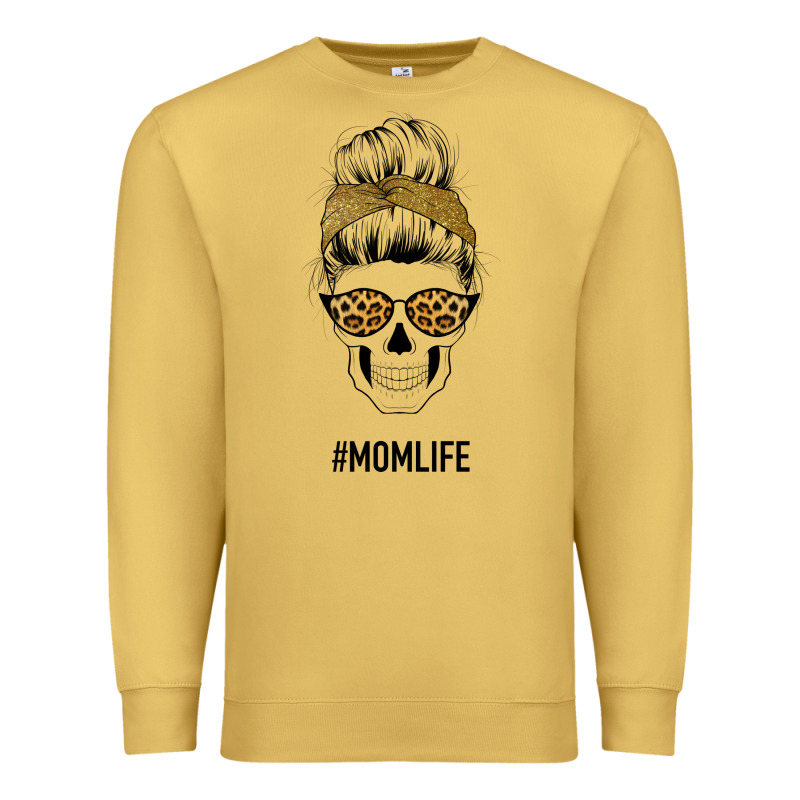 Yellow Glitter, Leopard Pattern Mom Skull Premium Sweatshirt by Bettercallsaul | Teevron
