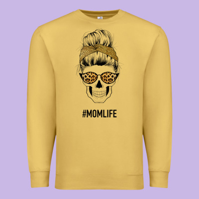 Yellow Glitter, Leopard Pattern Mom Skull Premium Sweatshirt Designed By Bettercallsaul
