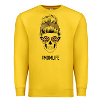 Lemon Yellow Glitter, Leopard Pattern Mom Skull Premium Sweatshirt - Bettercallsaul