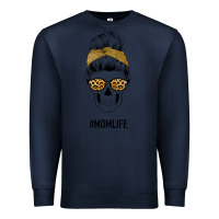 Navy Yellow Glitter, Leopard Pattern Mom Skull Premium Sweatshirt - Bettercallsaul