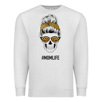 Oatmeal Heather Yellow Glitter, Leopard Pattern Mom Skull Premium Sweatshirt - Bettercallsaul