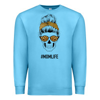 Ocean Blue Yellow Glitter, Leopard Pattern Mom Skull Premium Sweatshirt - Bettercallsaul