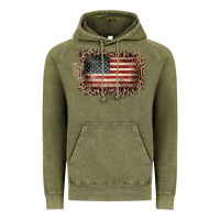 Vintage Olive Old Leopard American Flag Frame Vintage Hoodie - Bettercallsaul