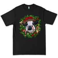 Black heifer cow with Christmas wreath Premium Tee - RanaPortraitStore