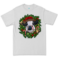 Dove Grey heifer cow with Christmas wreath Premium Tee - RanaPortraitStore