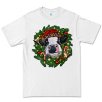 White heifer cow with Christmas wreath Premium Tee - RanaPortraitStore