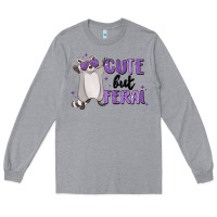 Heather Grey cute but feral Long Sleeve Tee - MaliasSmallBusiness