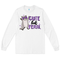 White cute but feral Long Sleeve Tee - MaliasSmallBusiness