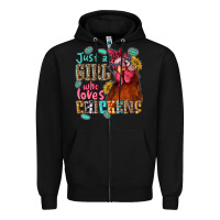 Black just a girl who loves chickens Zipper Hoodie - NancyCooperArtShop