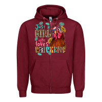 Burgundy just a girl who loves chickens Zipper Hoodie - NancyCooperArtShop
