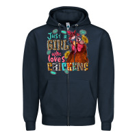 Navy just a girl who loves chickens Zipper Hoodie - NancyCooperArtShop