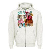Oatmeal Heather just a girl who loves chickens Zipper Hoodie - NancyCooperArtShop