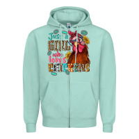 Seafoam just a girl who loves chickens Zipper Hoodie - NancyCooperArtShop