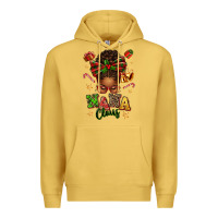 Antique Gold Nana Claus Afro Messy Bun Premium Hoodie - texasbilliewilder
