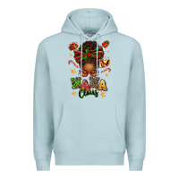 Blue Mist Nana Claus Afro Messy Bun Premium Hoodie - texasbilliewilder