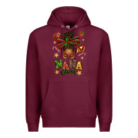 Burgundy Nana Claus Afro Messy Bun Premium Hoodie - texasbilliewilder