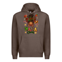 Coffee Nana Claus Afro Messy Bun Premium Hoodie - texasbilliewilder