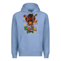 Colony Blue Nana Claus Afro Messy Bun Premium Hoodie - texasbilliewilder