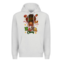Dove Grey Nana Claus Afro Messy Bun Premium Hoodie - texasbilliewilder