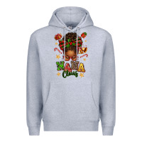 Heather Grey Nana Claus Afro Messy Bun Premium Hoodie - texasbilliewilder