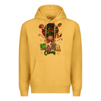 Mustard Nana Claus Afro Messy Bun Premium Hoodie - texasbilliewilder