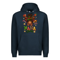 Navy Nana Claus Afro Messy Bun Premium Hoodie - texasbilliewilder