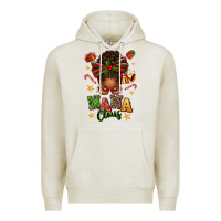 Oatmeal Heather Nana Claus Afro Messy Bun Premium Hoodie - texasbilliewilder