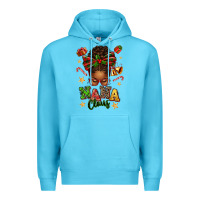 Ocean Blue Nana Claus Afro Messy Bun Premium Hoodie - texasbilliewilder