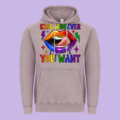 Kiss Whoever You Want Vintage Hoodie Designed By Jahusdesignshop