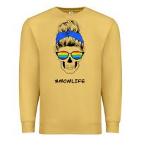Antique Gold Blue Glitter Rainbow Mom Skull Premium Sweatshirt - Bettercallsaul