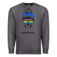Charcoal Heather Blue Glitter Rainbow Mom Skull Premium Sweatshirt - Bettercallsaul