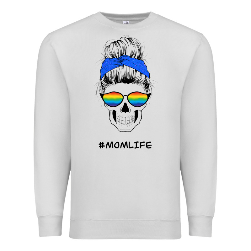 Blue Glitter Rainbow Mom Skull Premium Sweatshirt by Bettercallsaul | Teevron