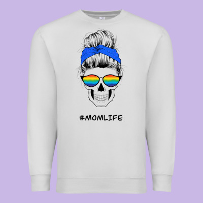 Blue Glitter Rainbow Mom Skull Premium Sweatshirt Designed By Bettercallsaul