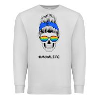Dove Grey Blue Glitter Rainbow Mom Skull Premium Sweatshirt - Bettercallsaul