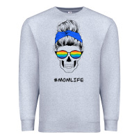 Heather Grey Blue Glitter Rainbow Mom Skull Premium Sweatshirt - Bettercallsaul