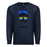 Navy Blue Glitter Rainbow Mom Skull Premium Sweatshirt - Bettercallsaul
