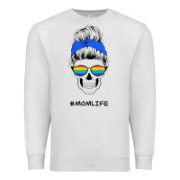 Oatmeal Heather Blue Glitter Rainbow Mom Skull Premium Sweatshirt - Bettercallsaul