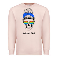 Pale Pink Blue Glitter Rainbow Mom Skull Premium Sweatshirt - Bettercallsaul