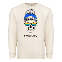 Sandshell Blue Glitter Rainbow Mom Skull Premium Sweatshirt - Bettercallsaul
